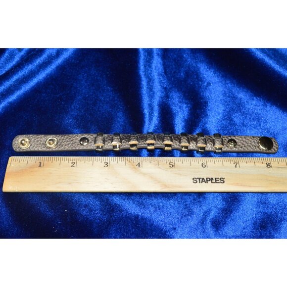 Premier Designs Kenzie Metallic Faux Leather Bracelet Briwn Gold Tone Buckle - Picture 5 of 5